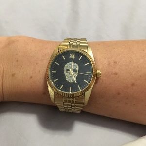 Black and Gold Skull Watch
